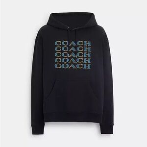 Vintage Coach Logo Stack Hoodie Navy Men’s Size XXL